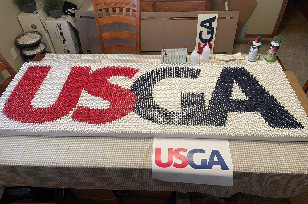 The United States Golf Association (USGA), in which Hanna built a six-foot replica of a USGA tee marker using 8,058 golf tees. 